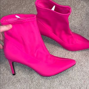 Hot Pink High Heel Booties